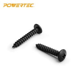 POWERTEC QWS1007#14 Wood Screws 1-1/2 inch, Phillips Truss Head Self Tapping Black Wood Screw Set - 16pcs