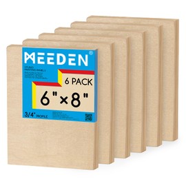 MEEDEN Unfinished Wood Canvas Board: 3/4” Deep 6x8” Wooden Canvas Panel Pack of 6 - Blank Cradled Wood Art Board for Painting