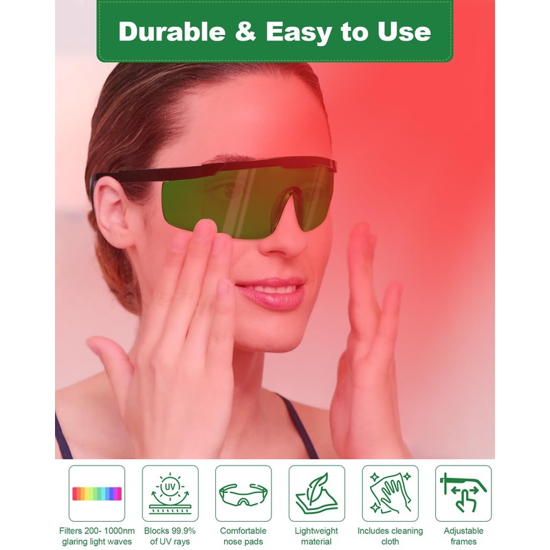 LIGHTMEUP Red Light Therapy Glasses Eye Protection for Infrared &