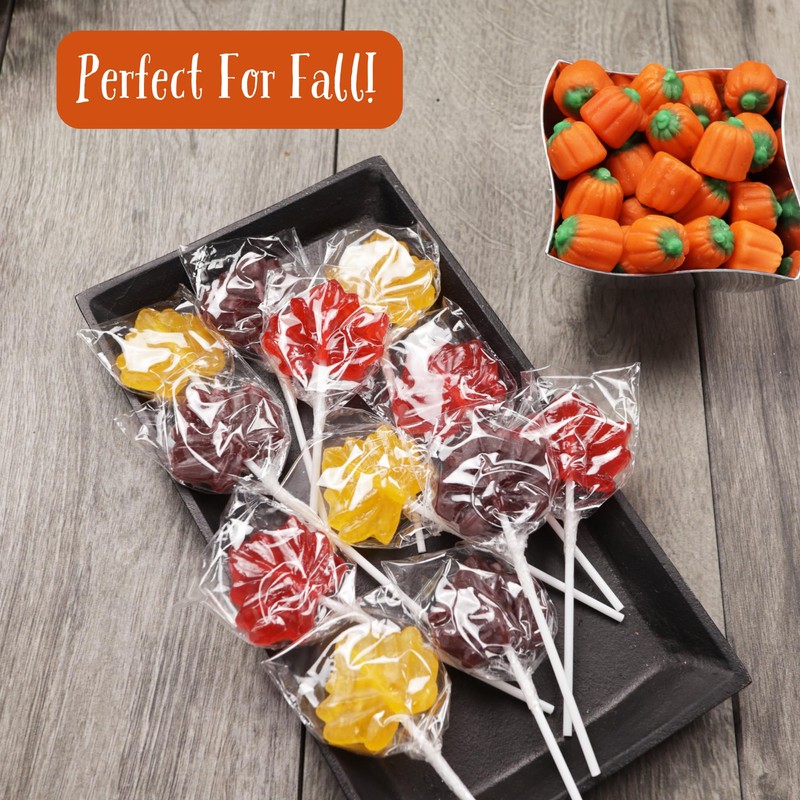 Autumn Leaf Lollipops, Individually Wrapped Thanksgiving and Fall 2025 Themed