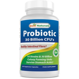 Best Naturals Best Naturals Probiotic 10 Strains & 30 Billion CFU Intestinal Flora, 120 Veggie Capsules - Shelf Stable probiotic (4146365)