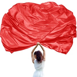 Jetec 2 Pcs 55" Worship Flags for Dance Church Praise Dance Flag with Flexible Rod Semicircle Angel Wing Design for Outdoor Stage Performance Religious Activities(Red,Solid Color)