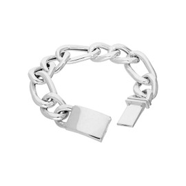 Sterling Silver Mens Thick Heavy 8 Inch Hollow Chain Bracelet w Clasp