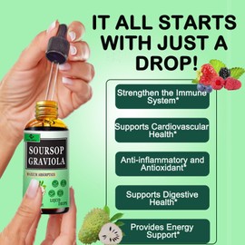 Soursop Leaves 1500mg Soursop Fruit 500mg - Soursop Liquid Drops for Cell Support for Women & Men - Soursop Bitters Liquid for Immune Support & Digestive Health - Soursop Graviola Complex Supplements