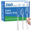 Dealusy 360 Count Extra Heavy Duty Clear Plastic Silverware, 150 Forks, 150 Spoons, 60 Knives, BPA-Free, Heat Resistant, Disposable Plastic Utensils Set, Plastic Cutlery Set, Plasticware Bulk
