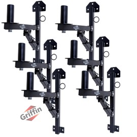 Griffin 6-Pack PA Speaker Wall Mount Bracket Stands All Steel Pro-Audio Speaker 35mm Pole Holder | Securing Locking Pin & 3 Horizontal Level Tilt Adjustments | DJ On Stage Studio Monitor Holders
