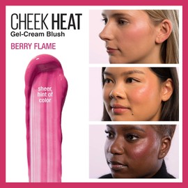 Maybelline Cheek Heat Gel-Cream Blush Makeup, Lightweight, Breathable Feel, Sheer Flush Of Color, Natural-Looking, Dewy Finish, Oil-Free, Berry Flame, 0.27 Fl Oz