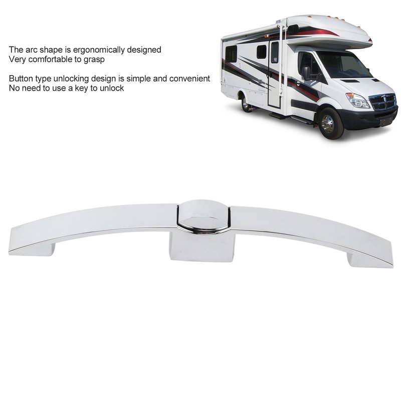 RV Push Button Pull Handle Latch Lock Arc Shape Glossy