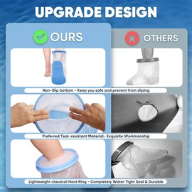 Wisyurt Waterproof Extra Wide Leg Cast Cover for Shower with Non-Slip Bottom for Leg Cast Protector for Leg Surgery Wounds