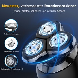 ETENTOUS Rasierer Herren Elektrisch, 3D Rasur Barttrimmer -Kabellos wiederaufladbar Barttrimmer Herren- Nass- und Trocken IPX7 Elektrorasierer mit LCD und 8 Pflegesets.