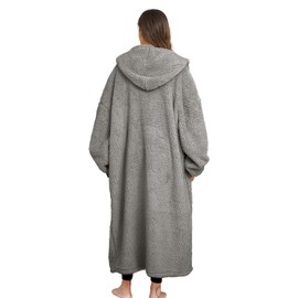 ililmmoe Plush Hoodie Blanket for Women and Men, Super Warm and Cosy Large Wearable Blanket Hoodies Homewear, Thick Loose Plush Coats, gray