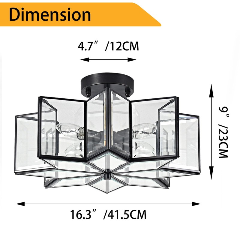 Star Flush Mount Ceiling Light Copper Close to Ceiling Lights