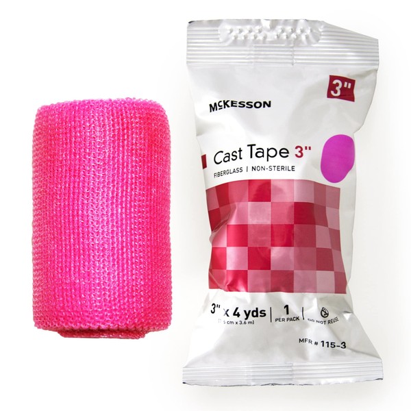 McKesson Cast Tape, Fiberglass, Pink, 3 in x 4 yds, 1 Count, 10 Packs, 10 Total