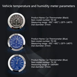 JAGTRADE Temperature Measuring Instrument Auto Car Vehicle Thermometer/Hygrometer Clock Mini Small Classic Dashboard Thermometer Car Cool Decoration Metal Alloy, Black