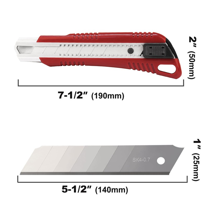 HAUTMEC 25mm Utility Knife Set, Heavy Duty Auto-Lock, Retractable Box