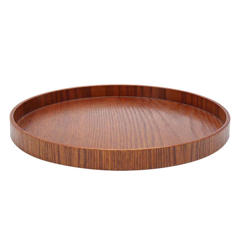 Wooden Round Tea Cup Tray Coffee Plates Holder Serving Tray