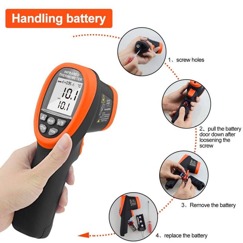 Infrared Thermometer High Temp Thermometer Pyrometer -58℉~2732℉ (-50℃ to 1500℃),