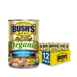 BUSH'S BEST Organic Garbanzo Beans Canned Beans, Organic Chick Peas, USDA Certified Organic, Source of Plant Based Protein and Fiber, Low Fat, Gluten Free (12)