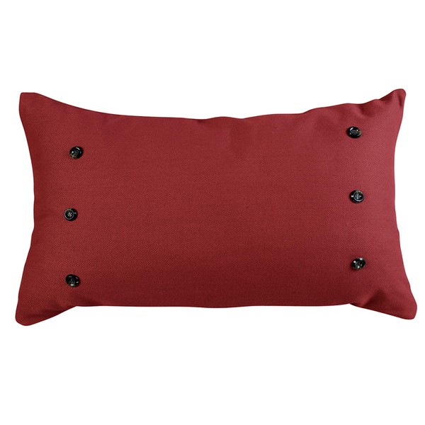 HiEnd Accents Prescott Decorative Throw Pillow, 21x34 inch, Large Red Oblong Lumbar Pillow with Buttons, Farmhouse Chic Casual Coastal Boho Accent Pillow for Bed, Couch, Sofa