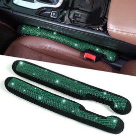 ToBeQueen Green Car Seat Gap Filler, Universal Fit for Car SUV Truck, Handmade Crystal Diamond Rhinestone Green Bling Car Accessories for Women(Green)