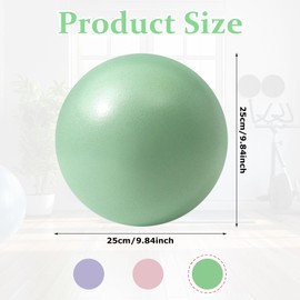 SENLINLIN 3 Stück Pilates Ball 25cm, Weicher, Rutschfester & Verdickter Gymnastikball Klein in Pink, Lila & Grün, mit Blasrohr, Pilates & Yoga Zubehör für Fitnessstudio, Zuhause, Büro