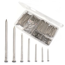 cSeao Nails Hardware Assortment Kit, Stainless Steel Nails for Hanging Pictures, Woodworking, Pack of 410 Pieces