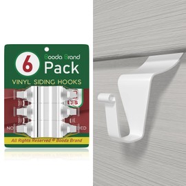 Booda Brand Vinyl Siding Hooks (6 Pack), No Nails Needed Vinyl Siding Clips, Heavy-Duty Siding Hangers for Hanging Wreaths, String Lights, White