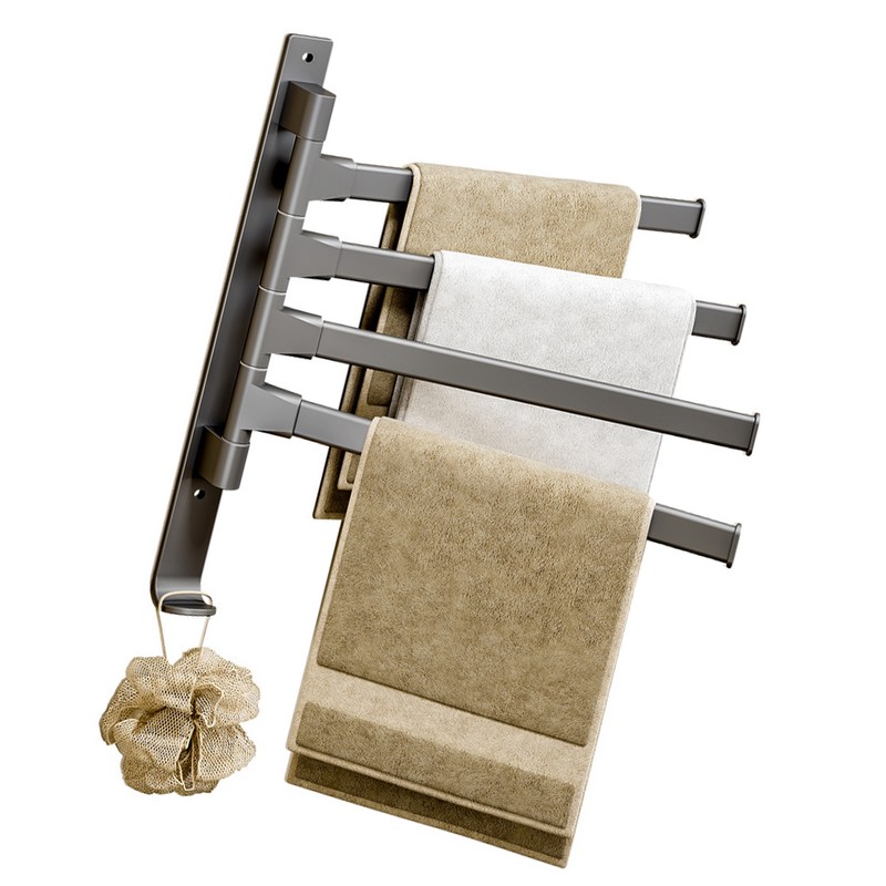 Swivel Towel Rack 4 Arms Thickened Space Aluminum 180 Degrees