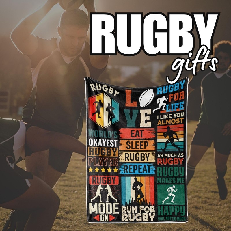 INNObeta Rugby Gifts, Throw Blanket for All Seasons, EAT SLEEP