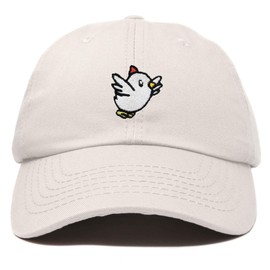 DALIX Chicken Embroidered Cotton Baseball Hat Adjustable Dad Cap Womens in Beige