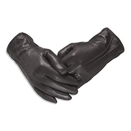 Quivano Womens Leather Gloves - Classic Style With Soft Fabric Lining # 337-200 [Dark Grey] [Medium - 8]