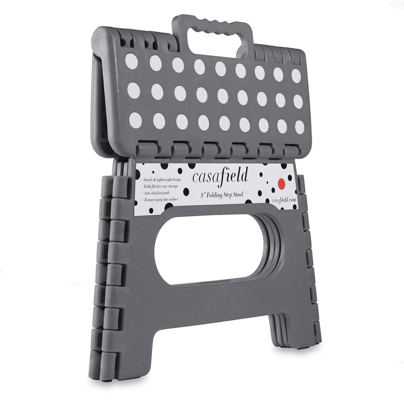 Casafield 9" Folding Step Stool with Handle, Gray - Portable