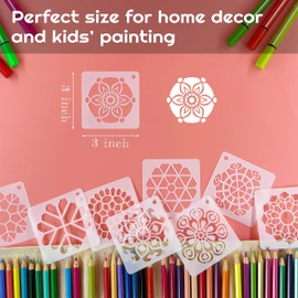 Mandala Stencils for Painting, 20PCS 3 Inch Plastic Small Stencils for Crafts Reusable, Rock Painting Stencils, Various Painting Stencils for Home Decor & DIY Projects