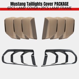 HAKA TOUGH Tail Light Lamp Cover+ Taillights Frame for Ford Mustang 2015 2016 2017 Taillights Frame Trim Bezels Ring for Mustang Accessories Carbon Fiber Black 2PCS