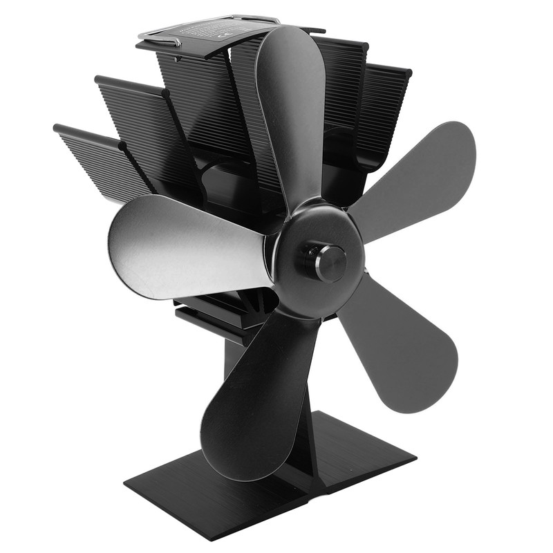 Wood Stove Fan 5 Blades Fireplace Fan Heat Powered Stove