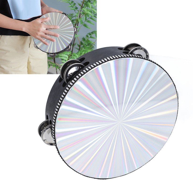 Radiant Tambourine Reflective Clear Crisp Sound Double Row Bell Drum