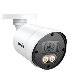 SANNCE 1080P Outdoor Surveillance Camera, Colour Night Vision Outdoor Camera with 2 Warm Lights, IP66 Weatherproof for Indoor and Outdoor Use (White)