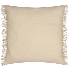 Yard Beni Check Fringed Cushion Cover, 45 x 45 cm (Pack of 1), Stone/Natural