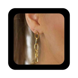 Enautoabs Minimalist Gold Paperclip Chain Dangle Earrings Metal Paperclip Link Earrings Dainty Long Chain Drop Earring Chunky Paper Clip Statement Earrings Jewelry for Women