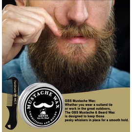 GBS Mustache Wax & Mini Comb Kit Beard & Mustache Wax For Men Gift Holiday Christmas