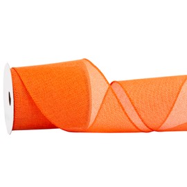 Fondersy 9-Meter Orange Burlap Ribbon Wired Burlap Ribbon - 100mm Width for Gift Wrapping, Floral Arrangements, Wreath Making, and Christmas Decor