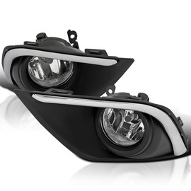 Spec-D Tuning Clear Lens Fog Lights +H16 Bulbs+Switch+Wiring Included Compatible with Mitsubishi Outlander 2016-2020 L+R Pair Assembly