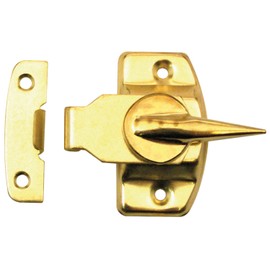 Prime-Line F 2527 Sash Lock, 1-3/4 and 1-1/2 In. Hole Centers, Fits Single/Double Hung Wood Windows, Steel w/Diecast Lever, Bright Brass-Plated (Single Pack)