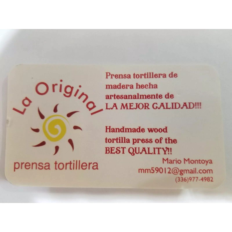 La Original Prensa para tortillas, tortilla press made in USA,
