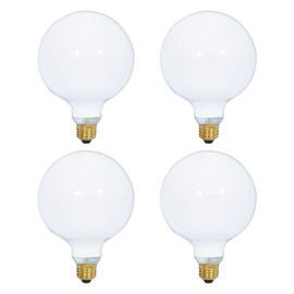 (4 Pack) G25 Incandescent Incandescent Light Bulb 2700K Soft Light, Decorative Globe Light Bulbs,E26 Medium Base, Perfect for Pendant Bathroom/Vanity Mirror Makeup, Dimmable. (White-Finish, 25-Watt)