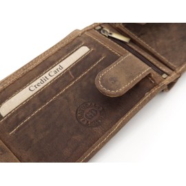 GREEN DEED Genuine Leather Men's Wallet - Large Leather Wallet - Wallet with Coin Compartment - Tri-Fold Wallet Men, Hunters