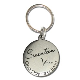 Serenity is Forever 17 Year Vintage Style AA Alcoholics Anonymous NA Narcotics Anonymous Clean and Sober Birthday Medallion Keychain