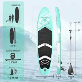 Inflatable SUP Board Drop Stitch PVC Stand up Paddle Board with Reinforced Seams Anti-UV Coating for All Skill Levelscolor: Purple, Size: 11'X34"X6"