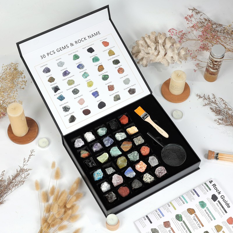 Rock Collection for Kids - 30 Pcs Rocks, Gemstones &