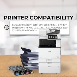 Toner Pros Remanufactured (GPR53) Toner for Canon GPR-53 (GPR-53BK GPR-53C GPR-53M GPR-53Y) ImageRunner iR- ADV DX C3320 3325 3330 3520 3525 3530 3725 3730 3826 3830 3835 (4 Color) BLK 36,000 Page